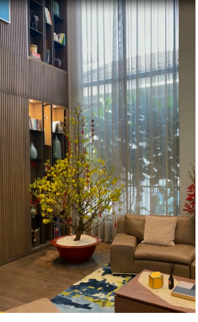 Cây mai vàng trị giá chục triệu được Cường Đô La trang trí giữa nhà