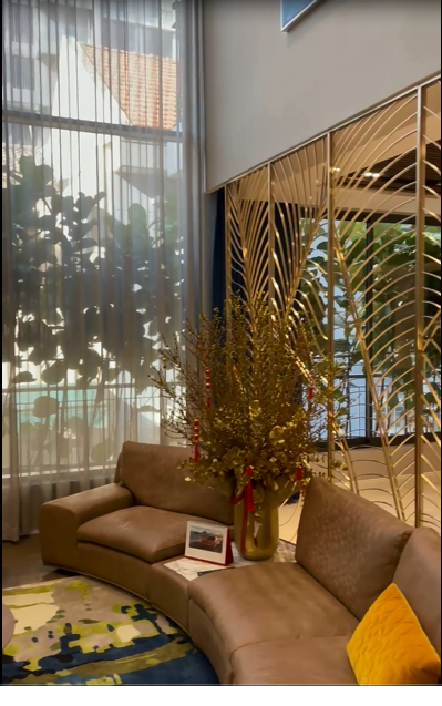 Phòng khách sang trọng nhưng không kém phần ấm cúng