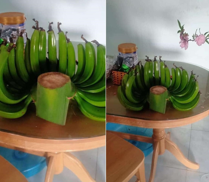 Nải chuối lẻ 'đủ tiêu chuẩn' của anh chồng mang về khoe vợ. 