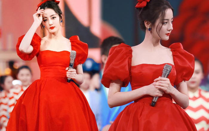 Địch Lệ Nhiệt Ba đẹp như công chúa Disney với bộ váy đỏ rực khiến dân tình mê mẩn Ảnh 2