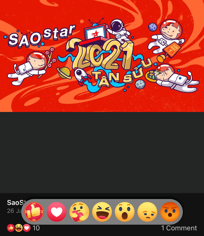 Nút Like mới trên ứng dụng Facebook cho iOS. Ảnh chụp màn hình