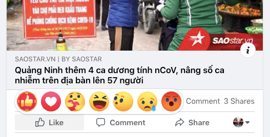 Nút Like đỏ xuất hiện trên Facebok phiên bản desktop. Ảnh chụp màn hình