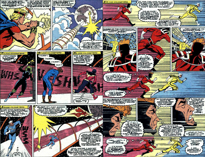 Whizzer vượt lên dẫn trước Quicksilver.