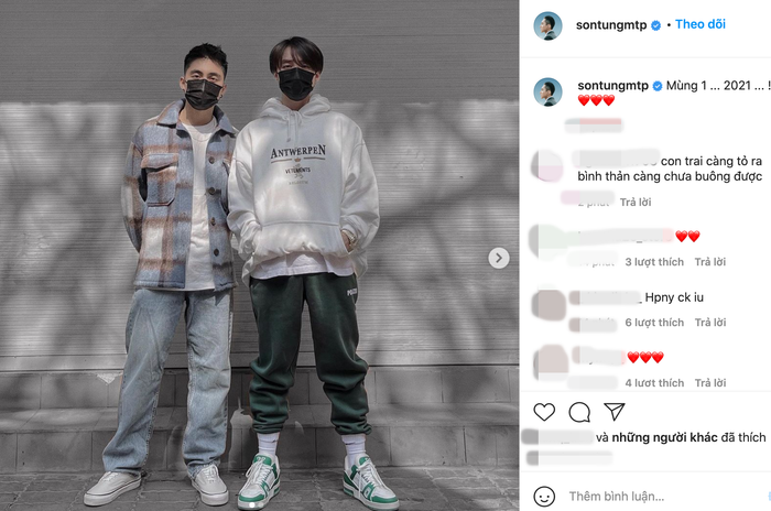 Sơn Tùng khoe ảnh mới cùng em trai Việt Hoàng.