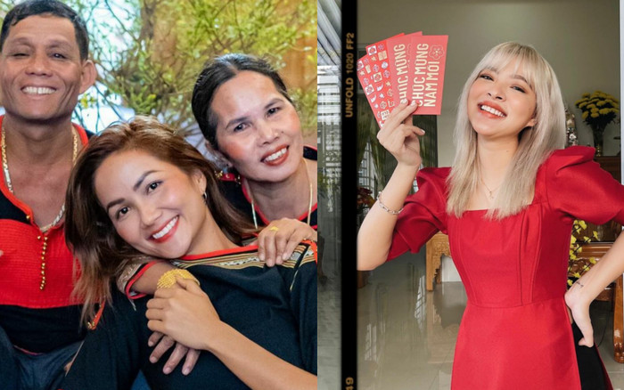 Sao Việt xúng xính mùng 1 Tết: H'Hen Niê diện đồ truyền thống, Tú Hảo, Bảo Anh nhẹ nhàng với áo dài Ảnh 2