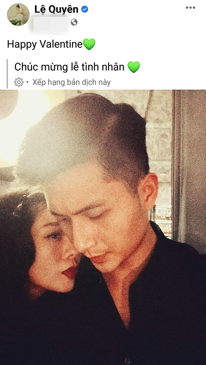 Lệ Quyên đăng ảnh chụp cùng Lâm Bảo Châu kèm chia sẻ 'Chúc mừng lễ Tình nhân' ngay lúc 0h ngày 14/2/2021.