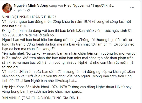 Dàn sao 'Trở về giữa yêu thương' đau xót tiễn NSND Hoàng Dũng: Sẽ không có cơn đau nào làm phiền thầy nữa Ảnh 6