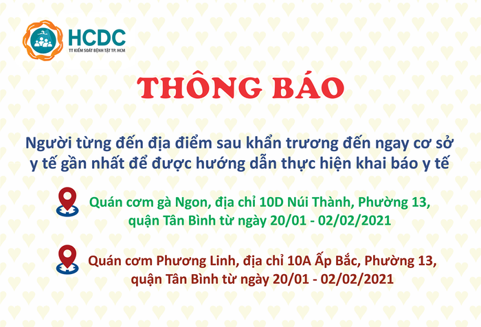 TP.HCM ra thông báo khẩn, tìm người đến 2 quán cơm liên quan bệnh nhân COVID-19