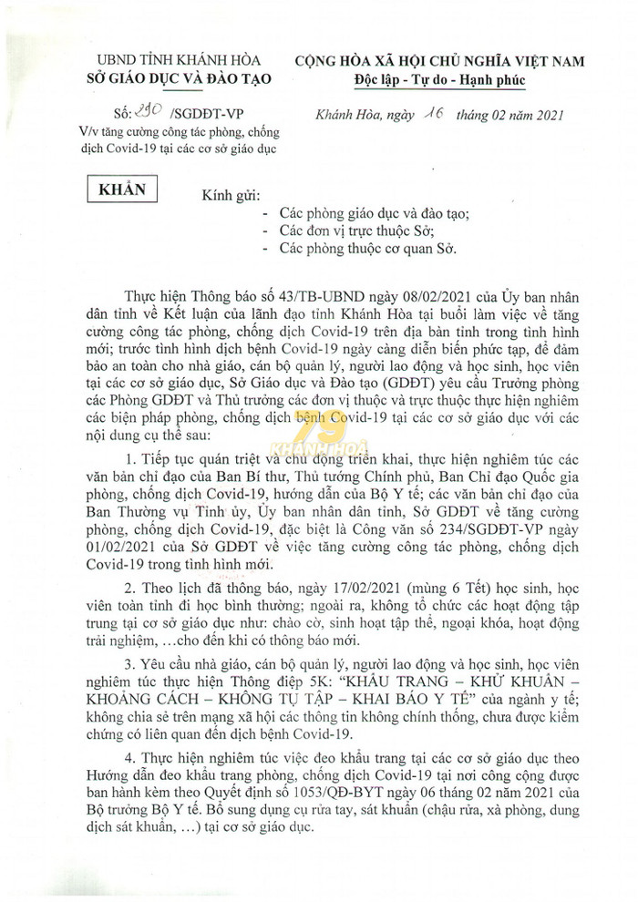 Thông tin Khánh Hòa cho học sinh nghỉ học đến hết tháng 2/2021 là giả mạo Ảnh 2
