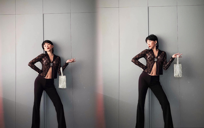 Tóc Tiên diện áo ren xuyên thấu lấp ló vòng 1 căng đét với body chuẩn không cần chỉnh Ảnh 2