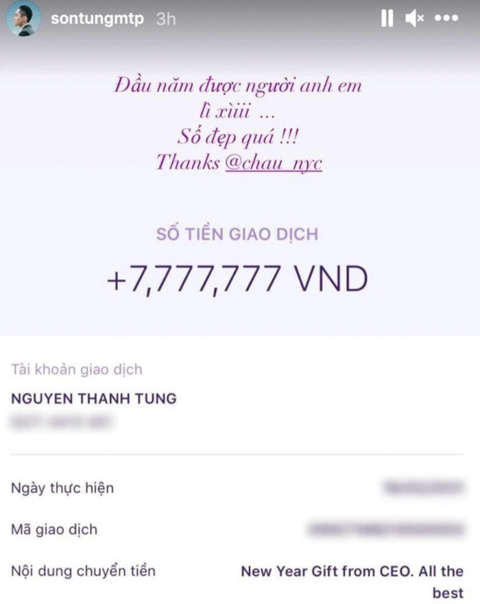Sơn Tùng nhận số tiền “khủng” từ CEO dịp năm mới. 