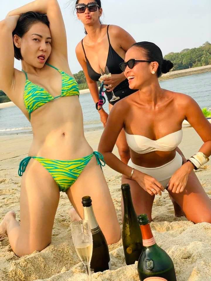 Thu Minh diện bikini nhỏ xíu khoe vòng 2 nổi múi, đọ dáng cùng siêu mẫu Bằng Lăng Ảnh 5