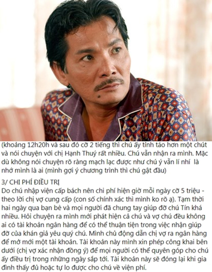 MC Phạm Anh chia sẻ về tình hình hiện tại của diễn viên Thương Tín.