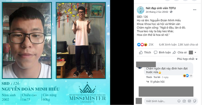 Hình ảnh kèm với châm ngôn sống của nam sinh đã thu hút hơn 30k lượt tương tác từ cư dân mạng. Ảnh chụp màn hình