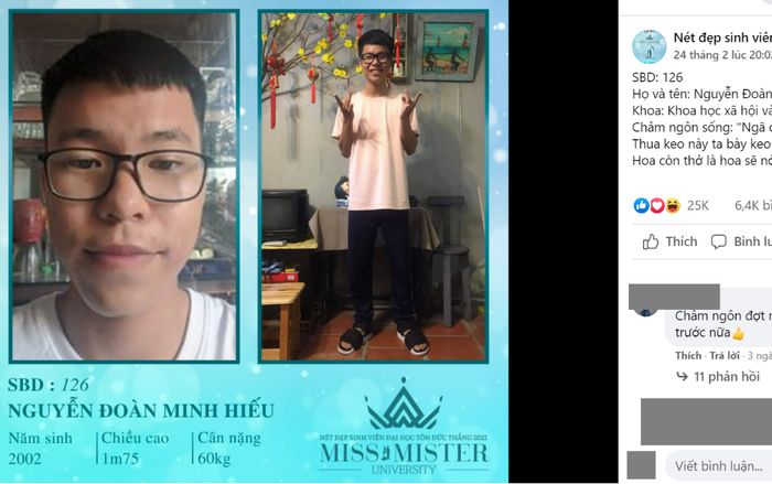 Nam sinh được thả tim 'rần rần' vì dám tự tin khoe 'mặt mộc' khi tham gia cuộc thi Nét đẹp sinh viên Ảnh 2