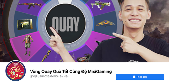 Hình ảnh Độ Mixi xuất hiện trên trang fanpage 'Vòng Quay Quà Tết Cùng Độ MixiGaming'. (Ảnh chụp màn hình)