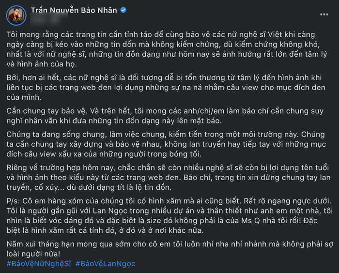 Đạo diễn 'Gái già lắm chiêu' lên tiếng sau nghi vấn Lan Ngọc lộ clip nóng, mạnh mẽ bảo vệ Lan Ngọc và đưa ra bằng chứng cụ thể bác bỏ tin đồn thất thiệt.