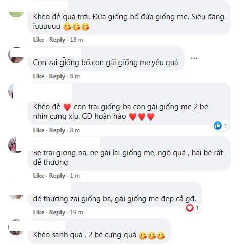 Phía dưới bài đăng, không ít bình luận 'ngọt lịm tim' dành cho gia đình nhà Hà Hồ, ai ai cũng khen hai bé rất xinh, đẹp giống ba, mẹ. 