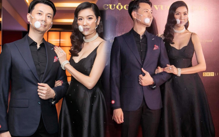 Á hậu Thúy Vân diện váy đen khoét ngực sâu gợi cảm bên cạnh chồng Ảnh 2