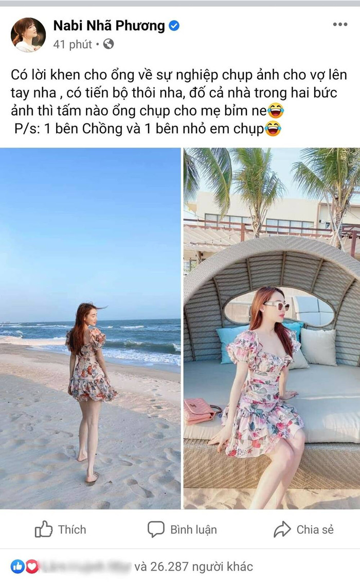 Mới đây nhất, Nhã Phương cũng đã dành lời khen có cánh cho Trường Giang khi chụp ảnh vợ 'lên tay'