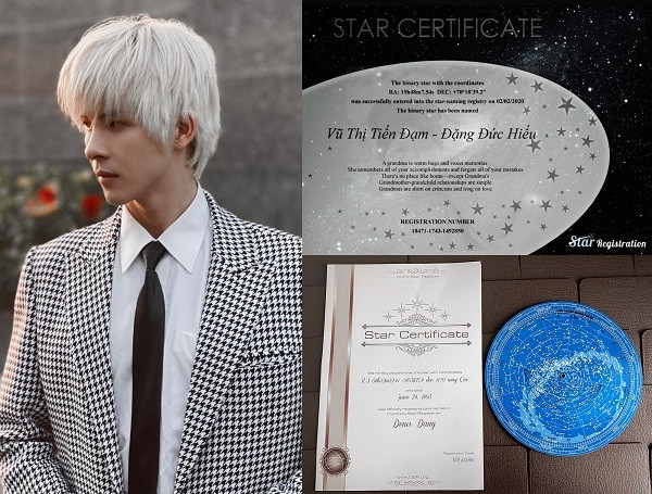 5 ngôi sao đã được đăng ký định danh bằng tên thật của Denis Đặng và bà ngoại quá cố 