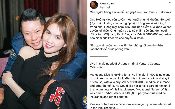 Chia tay Ngọc Trinh, tỷ phú Hoàng Kiều công khai tuyển người chăm sóc cả đời với mức lương gây tranh cãi Ảnh 2