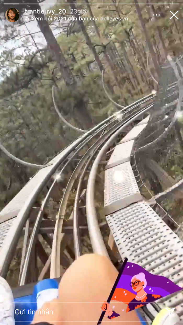 Hoa hậu Trần Tiểu Vy chia sẻ trên story đang vui chơi tại Đà Lạt