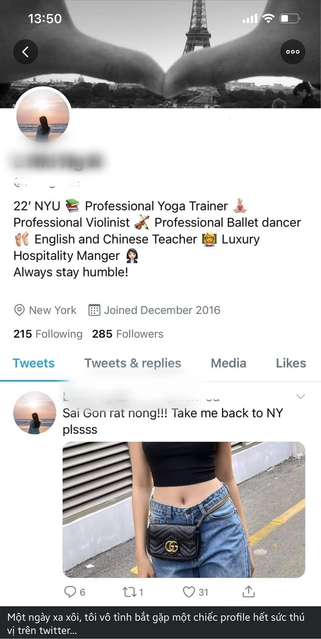 Phần giới thiệu của cô gái