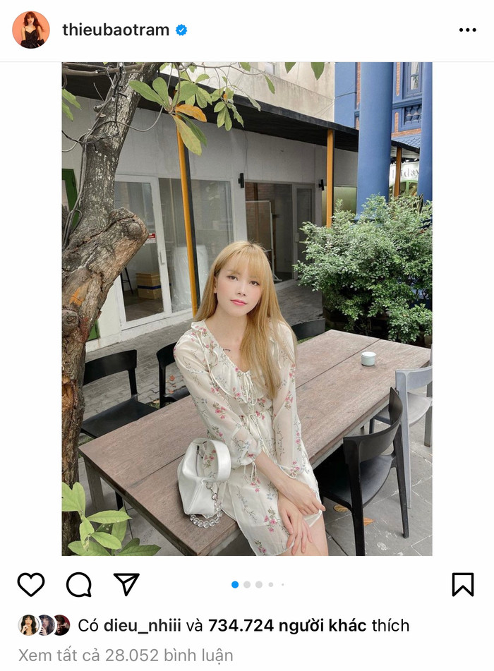 Bức ảnh được Thiều Bảo Trâm cập nhật đầu tiên trên trang cá nhân sau khi sự việc xảy ra đã thu hút cộng đồng mạng. Số lượt thích cao ngất ngưởng lên đến hơn 700 nghìn người và hơn 28 nghìn lượt bình luận nhằm động viên cô nàng.