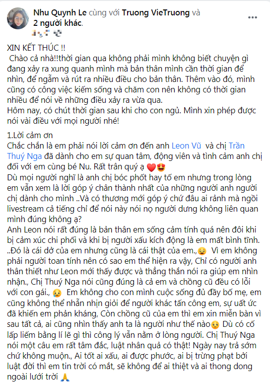 Vợ cũ Hoàng Anh cảm ơn Thúy Nga, thừa nhận sống cảm tính, bị người xấu kích động Ảnh 2