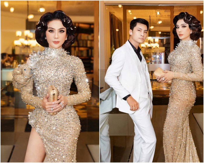 Trước đó, cô từng nhiều lần diện các trang phục tông màu nuy, được đính kết che hết những vị trí nhạy cảm trên cơ thể. 