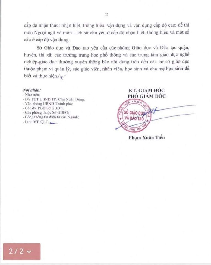 Văn bản vừa được Sở GD-ĐT công bố liên quan đến việc tổ chức kỳ thi lớp 10 vào các trường THPT công lập trên địa bàn thành phố