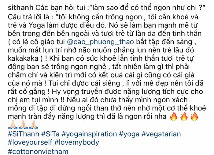 Nguyên văn dòng trạng thái mà Sĩ Thanh chia sẻ bí quyết