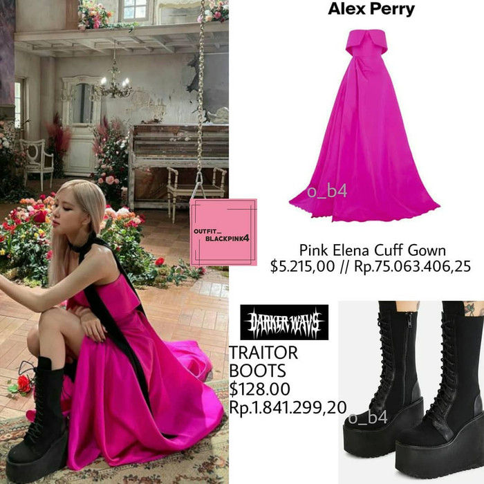 Váy thuộc Alex Perry ~ 120 triệu VND và bốt Darker Wavs ~ 3 triệu VND.