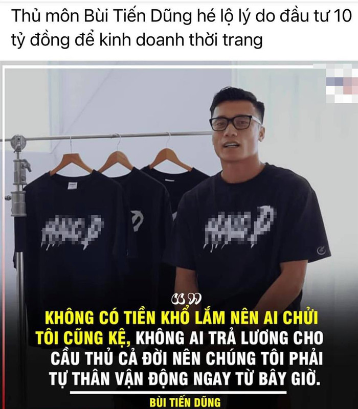 Nội dung bài đăng về Bùi Tiến Dũng gây tranh cãi 