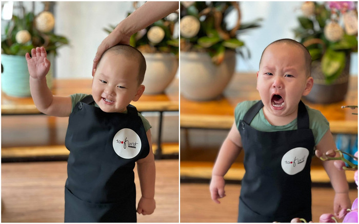 Con trai út của Trà My idol: 'Thầy Park' mini muôn ngàn sắc thái trong chiếc tạp dề Ảnh 2