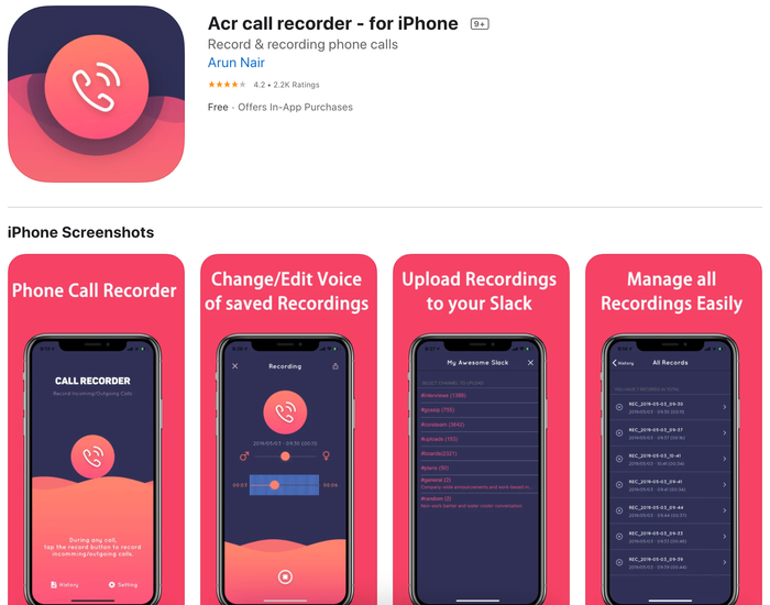 Ứng dụng này có tên gọi 'Automatic call recorder' hoặc 'Acr call recorder”. (Ảnh chụp màn hình)