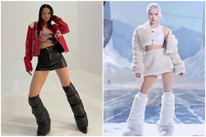 Mẫu boots 'phao' mà cô nàng diện rất giống kiểu mà Rosé từng diện trước đây