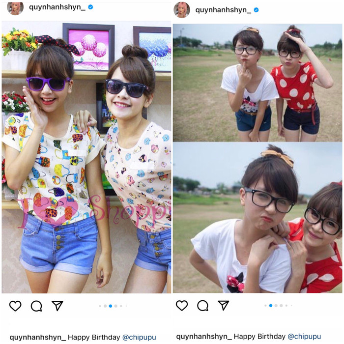 Ngày sinh nhật của Chi Pu, Quỳnh Anh Shyn còn đặt biệt tặng chị mình bộ ảnh 'ngố tàu' lúc bé. Nhìn vào hình nhiều người cũng biết được rằng cả hai quen nhau từ rất lâu