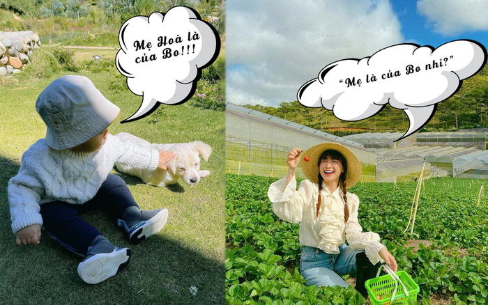 Hoà Minzy và ông xã nắm tay, bé Bo khóc ré lên giành mẹ Ảnh 2