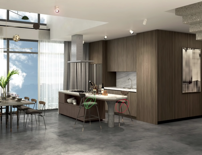 Căn hộ của vợ chồng nhà  Anh Bạn Thân - Giang Ơi và Dino Vũ đều là nhà mua thô hoàn toàn và vẫn đang trong quá trình hoàn thiện và thiết kế nội thất. Riêng về căn nhà mới của Giang Ơi thì được thiết kế tối giản với 3 tông màu trắng, xám và nâu, đúng như phong cách vốn có của cả hai vợ chồng, trong những vlog nói về tổ ấm mới này, cô cũng đã chia sẻ rằng đây sẽ là căn nhà phục vụ tốt cho sinh hoạt của cả gia đình khi cô có dự định sinh em bé trong thời gian gần. (Bản thiết kế 3D căn hộ của Giang Ơi)