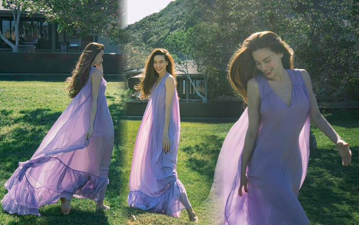 Hồ Ngọc Hà mặc váy tím xuyên thấu mờ ảo thả dáng trên đồng cỏ khiến fan mê mẩn Ảnh 2