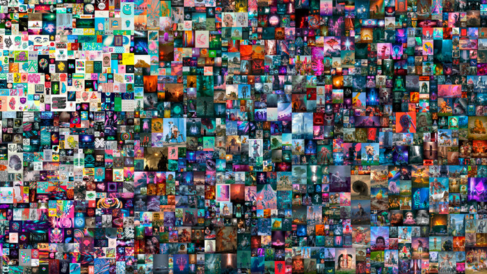 Bức ảnh kỹ thuật số gắn mã NFT đã bán được với mức giá kỷ lục 69 triệu USD. (Ảnh: Christie's)