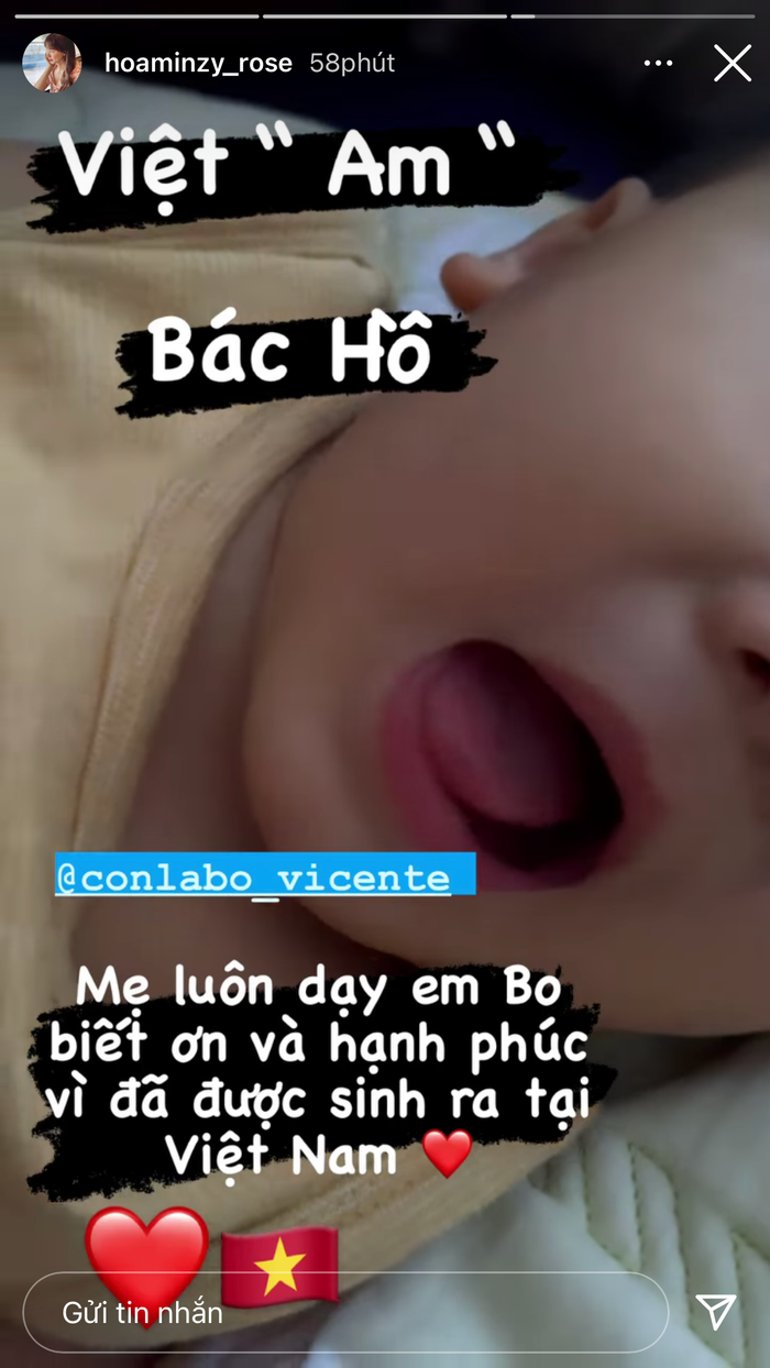 Hoà Minzy dạy con nói từ 'Việt Nam' và 'Bác Hồ' 