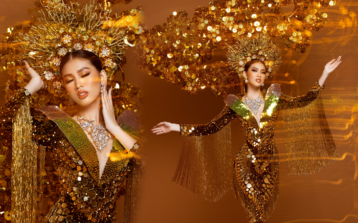 Ngọc Thảo mang thiết kế trang phục dân tộc nặng 30 ký chinh chiến Miss Grand International 2020 Ảnh 2