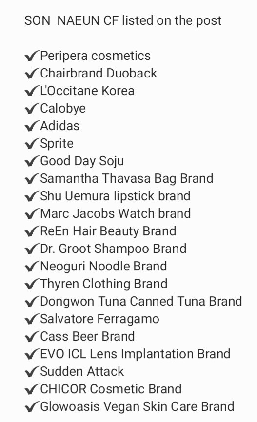 Các sản phẩm Naeun từng đóng CF