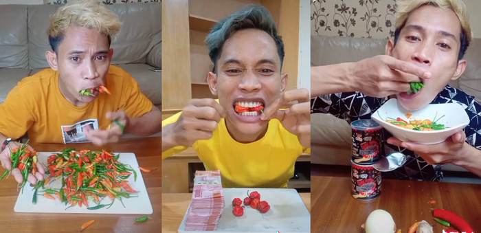 Hot TikToker này cũng thường xuyên quay lại video ăn ớt.