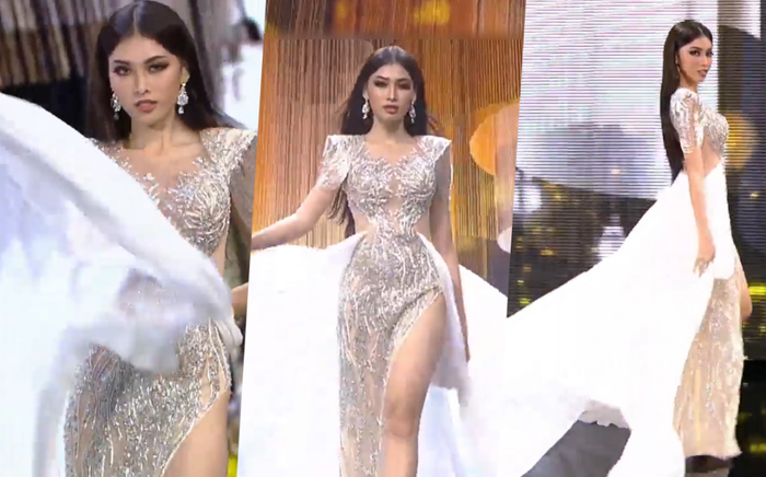 Ngọc Thảo trình diễn dạ hội đẹp lộng lẫy, tung cánh bồ câu chiếm spotlight Bán kết Miss Grand Ảnh 2