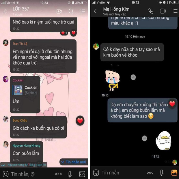 Hay là cả những đoạn tin nhắn, từ học sinh cho đến phụ huynh...