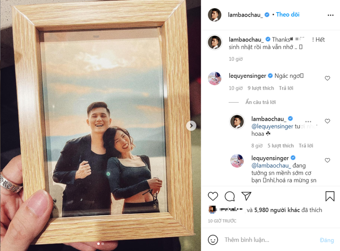 Lâm Bảo Châu được tặng khung ảnh tình yêu bên Lệ Quyên nhân dịp sinh nhật